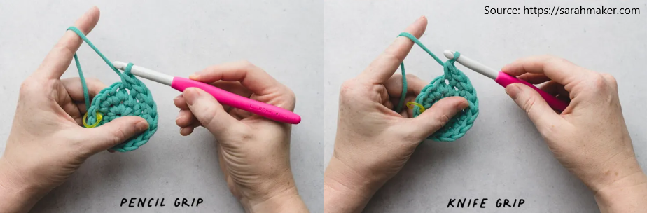 Image of hands holding a crochet hook