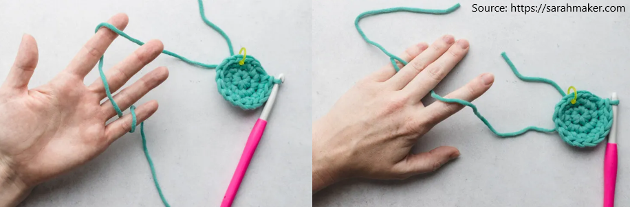 Image of hands holding yarn