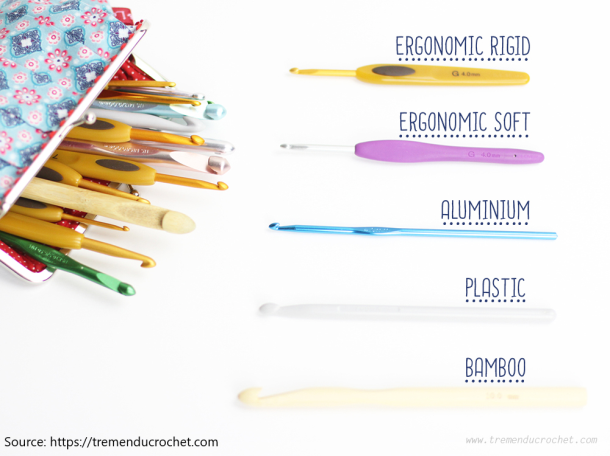 Image of several crochet hook types